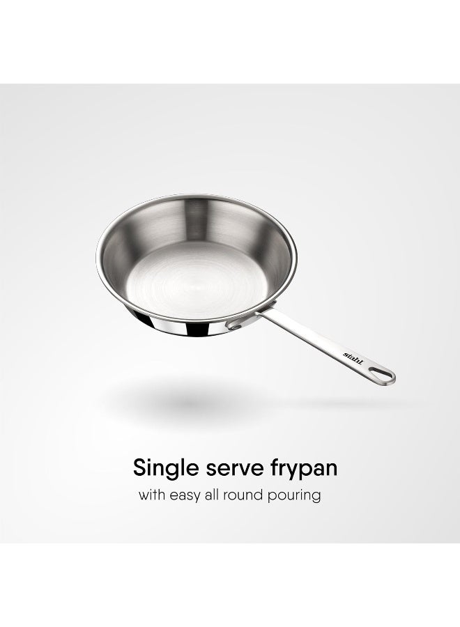 Stahl Artisan Triply Stainless Steel Mikro Frypan, Mini Frying Pan, 1 Omelette Pan, Induction & Gas Stove Compatible, 240 ml, 12 cm