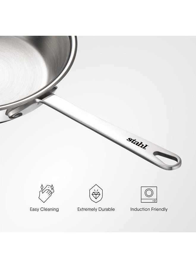 Stahl Artisan Triply Stainless Steel Mikro Frypan, Mini Frying Pan, 1 Omelette Pan, Induction & Gas Stove Compatible, 240 ml, 12 cm
