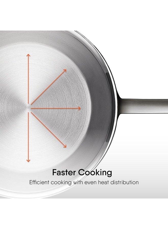 Stahl Artisan Triply Stainless Steel Mikro Frypan, Mini Frying Pan, 1 Omelette Pan, Induction & Gas Stove Compatible, 240 ml, 12 cm