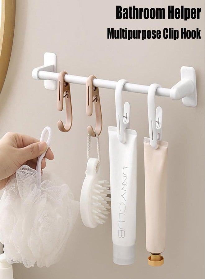Defrko 10Pcs Laundry Hooks with Clips Hanger Closet Organizer Clamps Hanging Socks Boot Bras Towels Shower Pegs for Bathroom Wardrobe Kitchen Office Holders Clothes Pins Heavy Duty Outdoor, Pink - Image 2