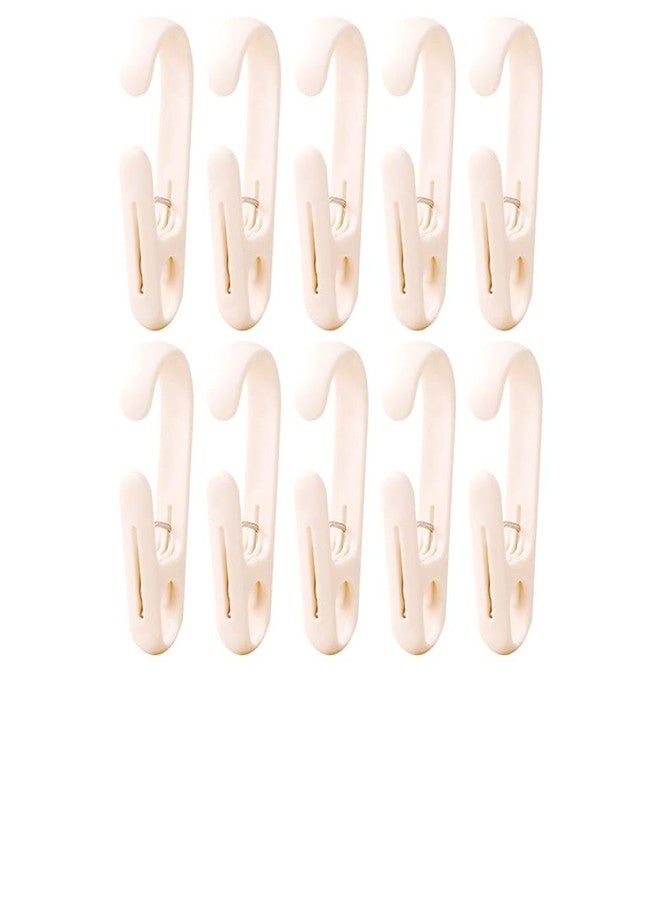 Defrko 10Pcs Laundry Hooks with Clips Hanger Closet Organizer Clamps Hanging Socks Boot Bras Towels Shower Pegs for Bathroom Wardrobe Kitchen Office Holders Clothes Pins Heavy Duty Outdoor, Pink - Image 1