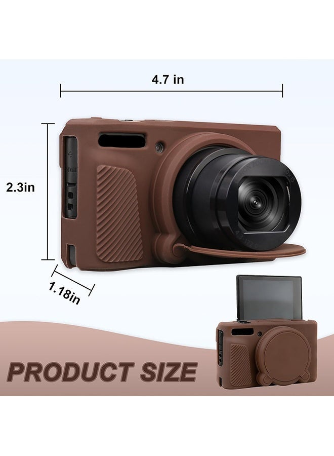 Wffo Silicone Case Compatible for Canon Powershot SX740 SX730 HS Digital Camera Soft Rubber SX740 HS Protective Sleeve with Removable Lens Cover a Tempered Glass Screen Protector Anti Slip Anti Scratch, Brown - Image 3