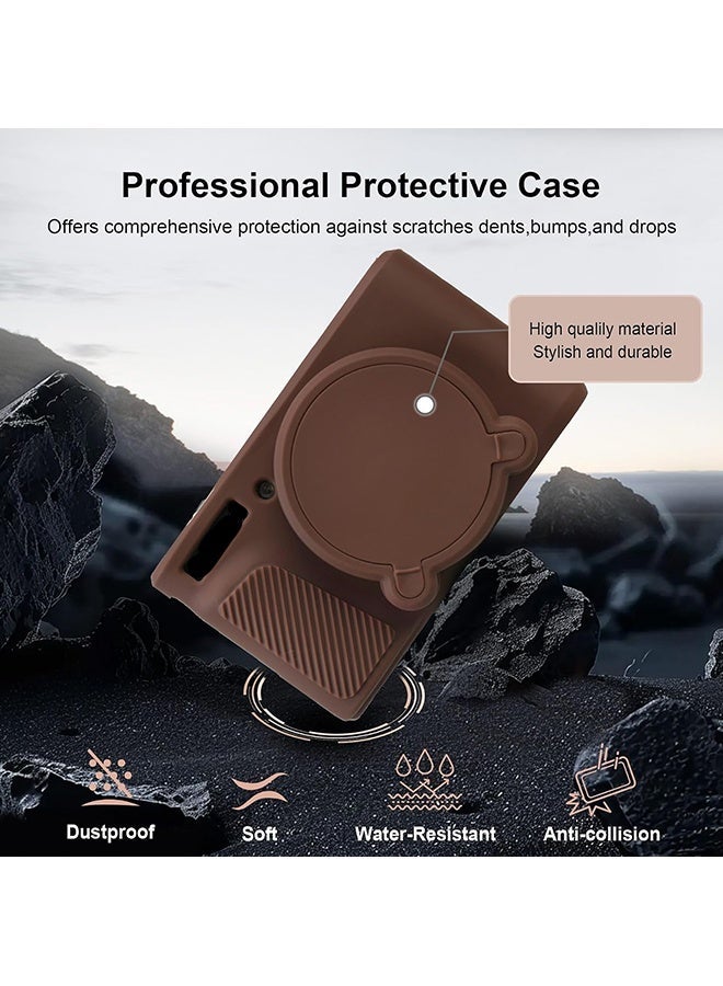 Wffo Silicone Case Compatible for Canon Powershot SX740 SX730 HS Digital Camera Soft Rubber SX740 HS Protective Sleeve with Removable Lens Cover a Tempered Glass Screen Protector Anti Slip Anti Scratch, Brown - Image 4