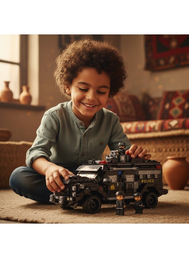 Qman Armored SWAT Vehicle Building Set – 1250-Piece Tactical Police Truck with 3 Minifigures | MineCity Series - Image 2