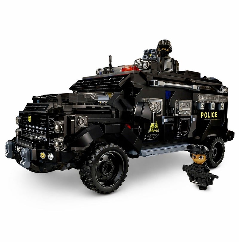 Qman Armored SWAT Vehicle Building Set – 1250-Piece Tactical Police Truck with 3 Minifigures | MineCity Series - Image 3