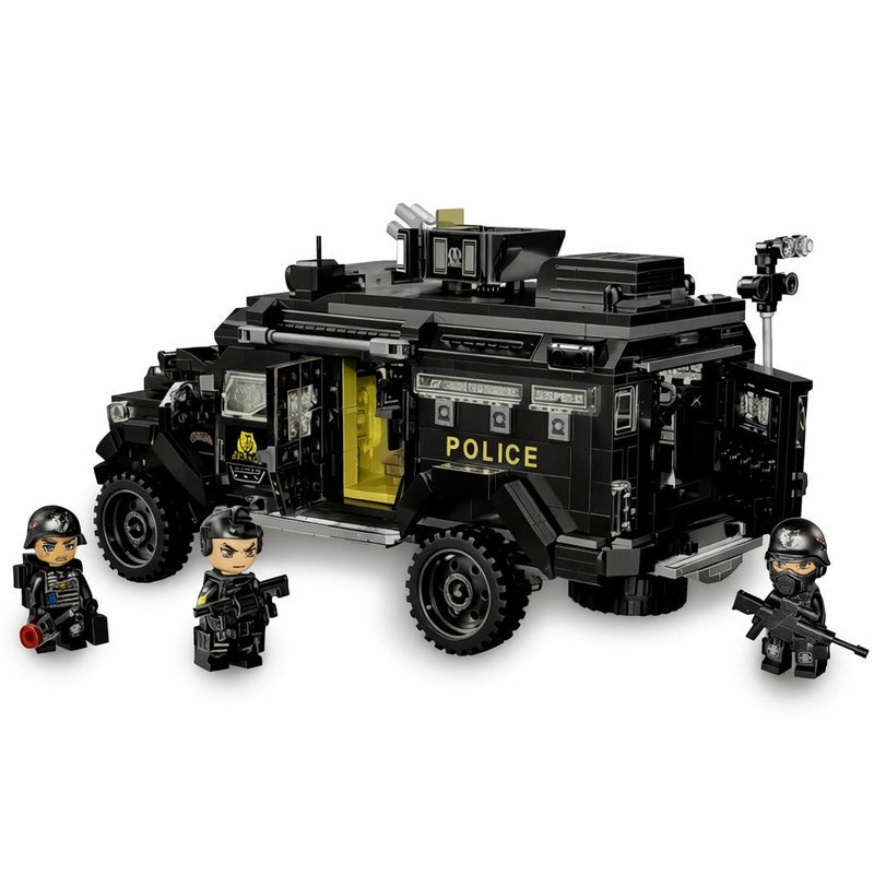 Qman Armored SWAT Vehicle Building Set – 1250-Piece Tactical Police Truck with 3 Minifigures | MineCity Series - Image 1