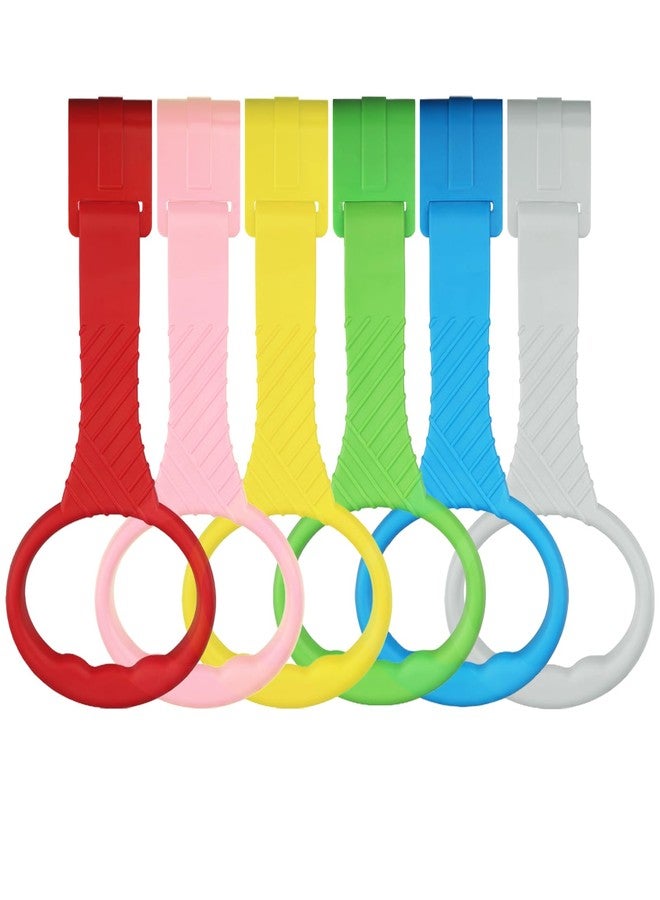 Atopxing 6PCS Playpen Baby Pull Up Rings - Premium Baby Handles for Play Pen Standing Up - Plastic Walking Exercises Assistant Rings for Infants Babies Toddler - Ergonomic Handles - 6 Colors - Image 1
