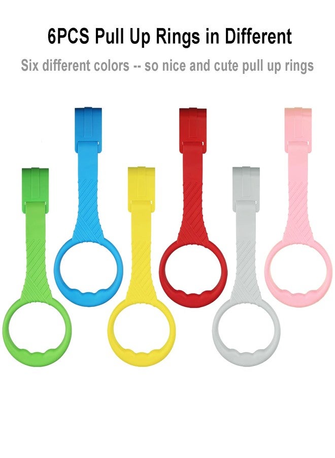 Atopxing 6PCS Playpen Baby Pull Up Rings - Premium Baby Handles for Play Pen Standing Up - Plastic Walking Exercises Assistant Rings for Infants Babies Toddler - Ergonomic Handles - 6 Colors - Image 2