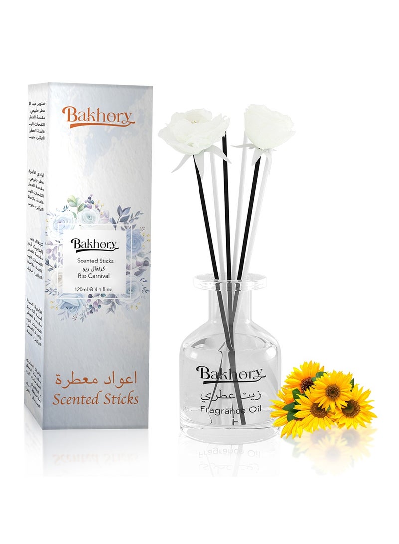 Bakhory Air Freshner Rio Carnival Reed Diffuser Set, Long Lasting Aromatherapy Sticks, 120ml 4.1 Fl. Oz - Image 1