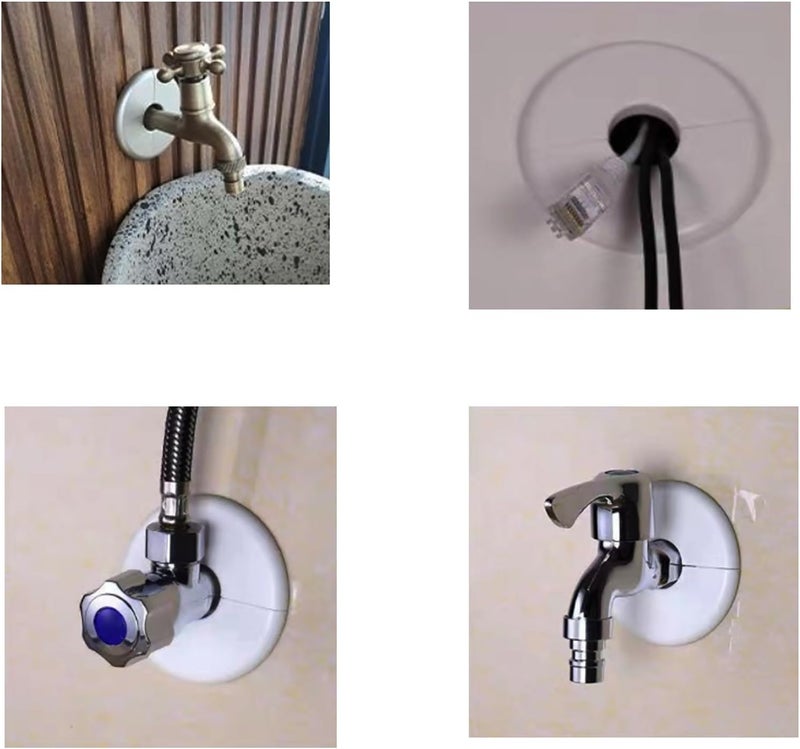 GWYAN 2 Pack Wall Split Flange ABS Round Escutcheon Plate for 3.0"/ 76mm Diameter Pipe Faucet Decoration Accessories (White) - Image 4