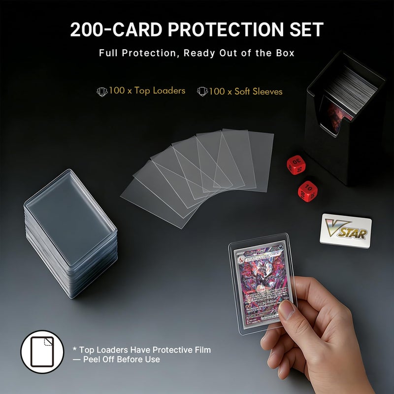 Foluck 9 Pocket Top Loader Binder, Holds 252 Toploaders, 200Pcs Top Loaders & Card Sleeves Included, Side-Loading Trading Card Binder, Premium Collection Album for Pokemon, TCG, MTG, Sports Cards - Image 3