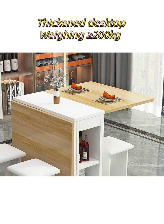 JCB CHIC طاولة طعام متعددة الوظائف لـ 4 إلى 6 أشخاص ，120 سم طاولة مستطيلة قابلة للتحويل طاولة مطبخ مع بكرات متنقلة ，طاولة بار طعام مدمجة حديثة مجموعة لتناول الطعام ، غرفة المعيشة ، الشقة - Image 4