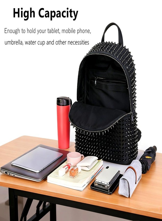 CmengAo Black Studded Backpack for Women, Large Punk Casual Traveling Daypack Rivet Backpack - Image 2