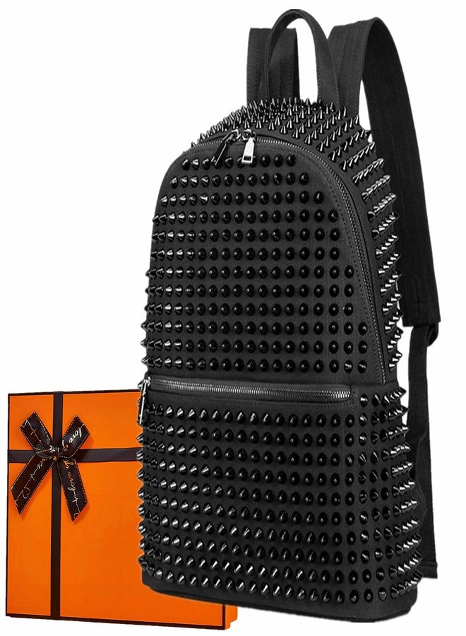 CmengAo Black Studded Backpack for Women, Large Punk Casual Traveling Daypack Rivet Backpack - Image 1