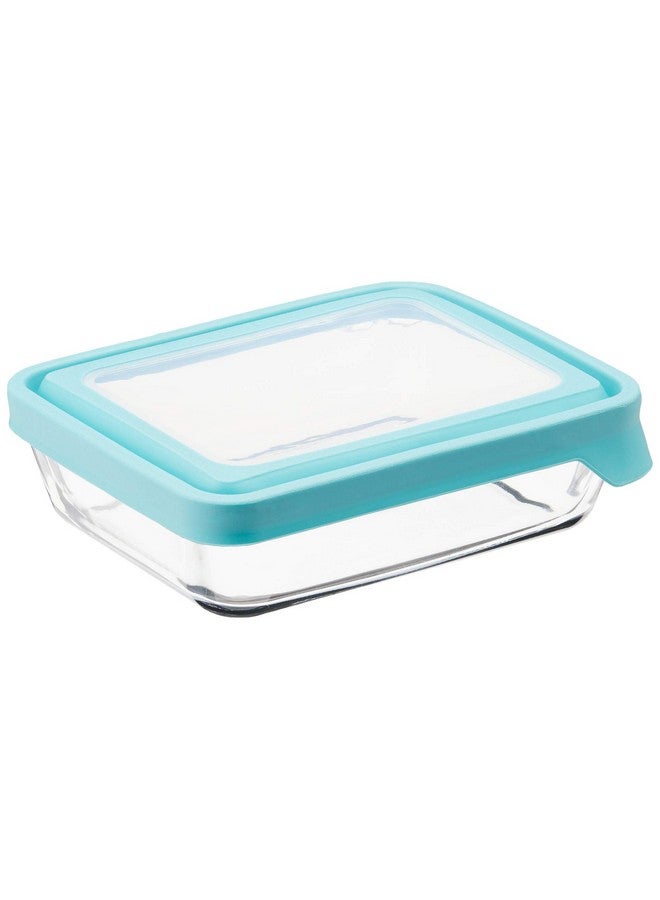 Anchor Hocking حاويات تخزين الطعام الزجاجية من أنكر هوكينج TrueSeal مع أغطية محكمة الإغلاق باللون الأزرق المعدني، سعة 6 أكواب (48 أونصة)، مستطيلة، عبوة من 4 - Image 3