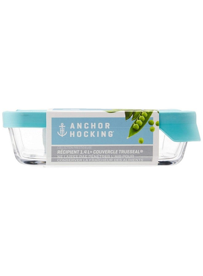 Anchor Hocking حاويات تخزين الطعام الزجاجية من أنكر هوكينج TrueSeal مع أغطية محكمة الإغلاق باللون الأزرق المعدني، سعة 6 أكواب (48 أونصة)، مستطيلة، عبوة من 4 - Image 2