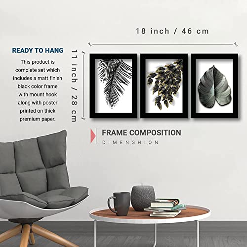HEVEA Modern Art Framed Wall Posters/Paintings with Frame Wall Paintings Hangings Framed Wall Art Paintings (11 inch x 14 inch, Framed, Black, White) -Set of 3 - Image 5