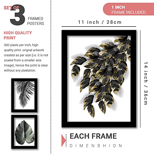 HEVEA Modern Art Framed Wall Posters/Paintings with Frame Wall Paintings Hangings Framed Wall Art Paintings (11 inch x 14 inch, Framed, Black, White) -Set of 3 - Image 2