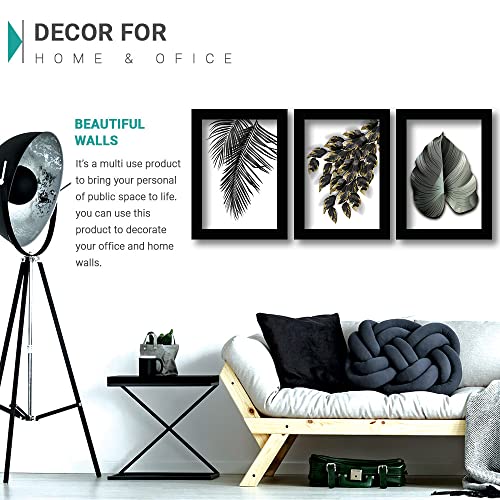 HEVEA Modern Art Framed Wall Posters/Paintings with Frame Wall Paintings Hangings Framed Wall Art Paintings (11 inch x 14 inch, Framed, Black, White) -Set of 3 - Image 3