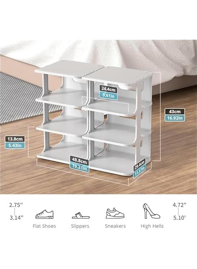 MIXDE - Shoe Racks, Shoe Cubby for Bedroom Plastic Organizer for Closet 8 Tier Shoe Cubby Free Standing Shelves Cabinet Sneaker Storage for Entryway Vertical Tower (White) - Image 1