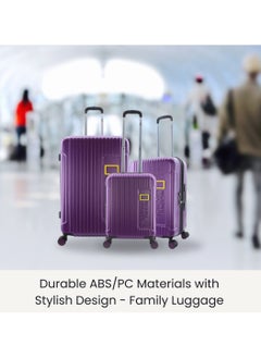 NATIONAL GEOGRAPHIC National Geographic Canyon ABS/PC Hardshell Luggage Set Metallic Purple, Durable Lightweight Expandable Anti-theft Zipper TSA Lock Travel Suitcase, 4 Double Wheel 3pcs Trolley Bag (20+24+28 Inch).  - Image 2