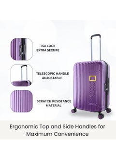NATIONAL GEOGRAPHIC National Geographic Canyon ABS/PC Hardshell Luggage Set Metallic Purple, Durable Lightweight Expandable Anti-theft Zipper TSA Lock Travel Suitcase, 4 Double Wheel 3pcs Trolley Bag (20+24+28 Inch).  - Image 4
