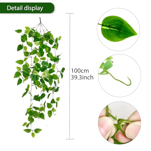 Freyalife Fake Hanging Plants Vines(2pcs)for Room Decor, Artificial Ivy Greenery Garlands for Home Bedroom Living Aesthetic Kitchen Office Wall Patio Bookshelf,Indoor,Outdoor Farmhouse Decorations(No flowerpot) - Image 2