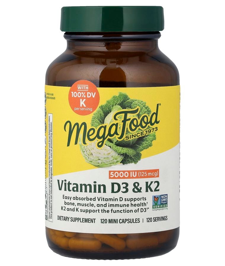 MegaFood Vitamin D3 & K2 120 Mini Capsules