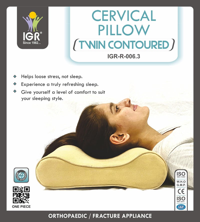 IGR وسادة عنق IGR بتصميم مزدوج مائل | وسادة فوم، وسائد فوم طبية لدعم آلام الرقبة وآلام الكتف أثناء النوم مع غطاء قابل للغسل - 1 قطعة - Image 2