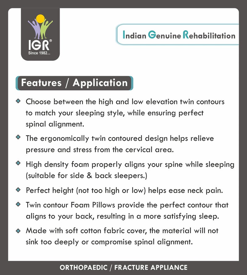 IGR وسادة عنق IGR بتصميم مزدوج مائل | وسادة فوم، وسائد فوم طبية لدعم آلام الرقبة وآلام الكتف أثناء النوم مع غطاء قابل للغسل - 1 قطعة - Image 3