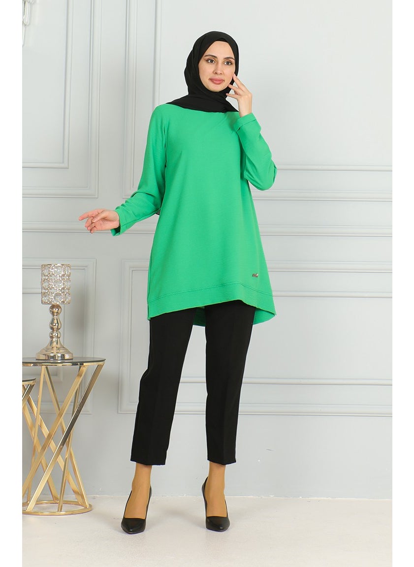 Sefa Merve Aerobin Fabric Slit Tunic 9138-02 Green  - Image 2