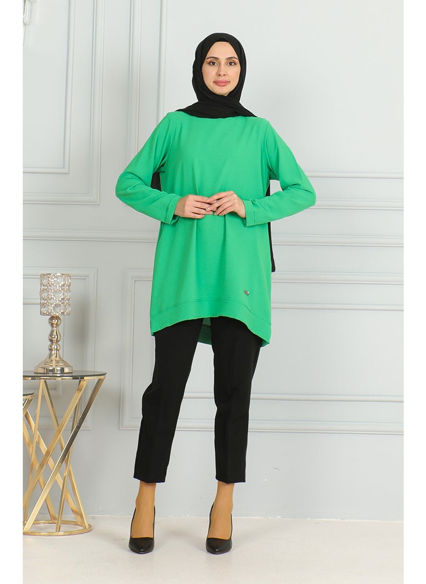 Sefa Merve Aerobin Fabric Slit Tunic 9138-02 Green  - Image 1