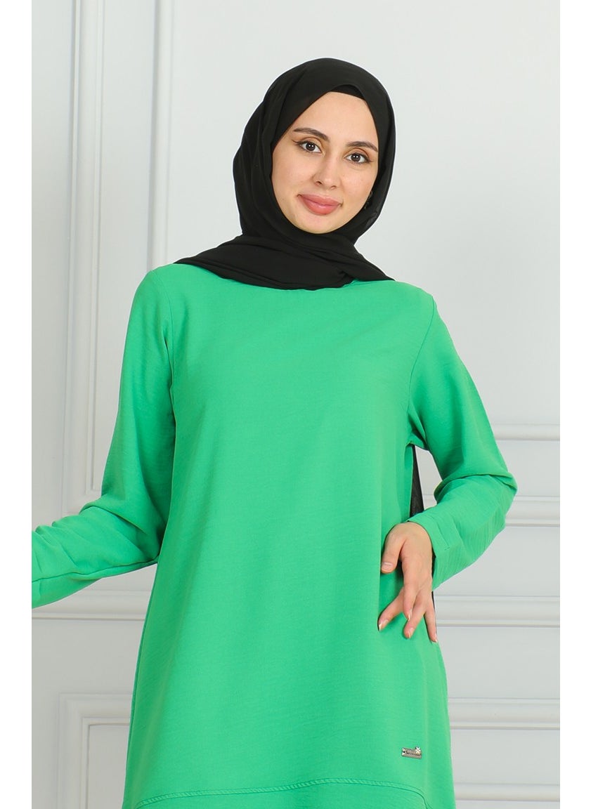 Sefa Merve Aerobin Fabric Slit Tunic 9138-02 Green  - Image 3