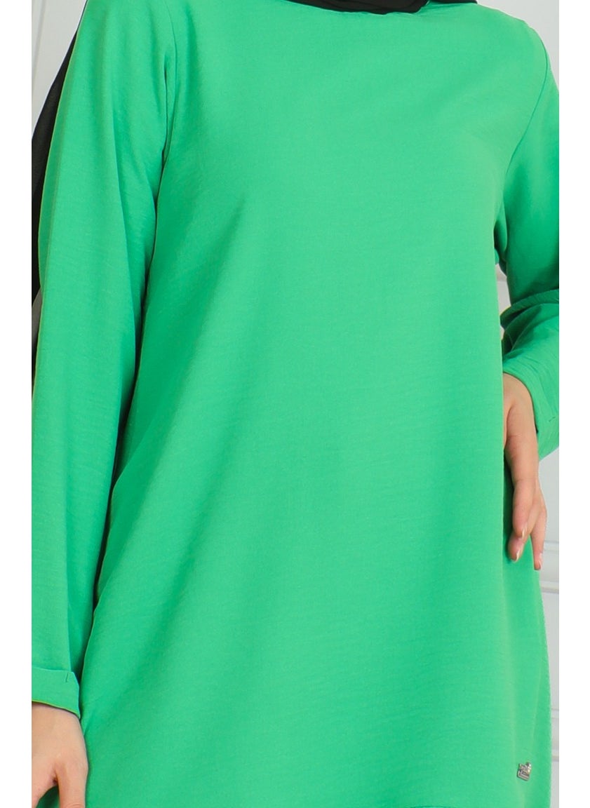 Sefa Merve Aerobin Fabric Slit Tunic 9138-02 Green  - Image 4