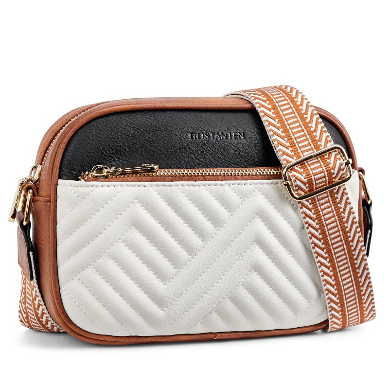 BOSTANTEN Quilted Crossbody Bags for Women Vegan Leather Purses Small Shoulder Handbags with Wide Strap - Image 1