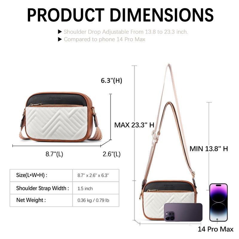 BOSTANTEN Quilted Crossbody Bags for Women Vegan Leather Purses Small Shoulder Handbags with Wide Strap - Image 3
