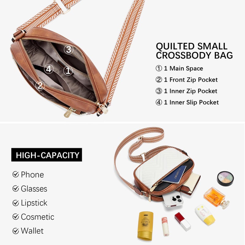 BOSTANTEN Quilted Crossbody Bags for Women Vegan Leather Purses Small Shoulder Handbags with Wide Strap - Image 5