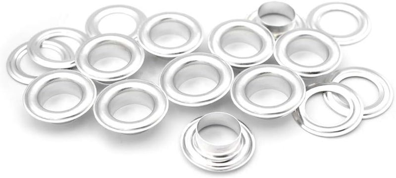 CRAFTMEMORE 100 Pack Aluminium Grommets Eyelets with Washers for Shoes, Bead Cores, Clothes, Leather, Canvas (3/8" (10mm)) - Image 1