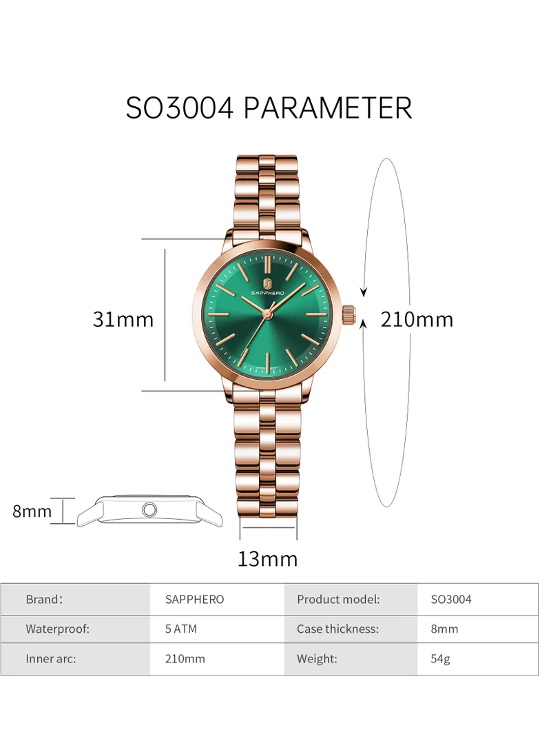 Sapphero  SAPPHERO Wrist Watch for Women Luxury Ladies Watches Women's Bracelet Watch Small Stainless Steel Analog 5ATM Waterproof Watches for for Women | Best Price UAE