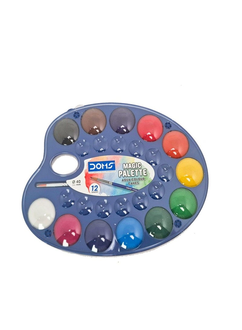 Doms 12 Shades 40mm Water Colour Cakes DOMS MAGIC PALETTE DOMS Magic Palette: Unleash Your Creativity with Vibrant Colors, Seamless Blending & More - Image 1