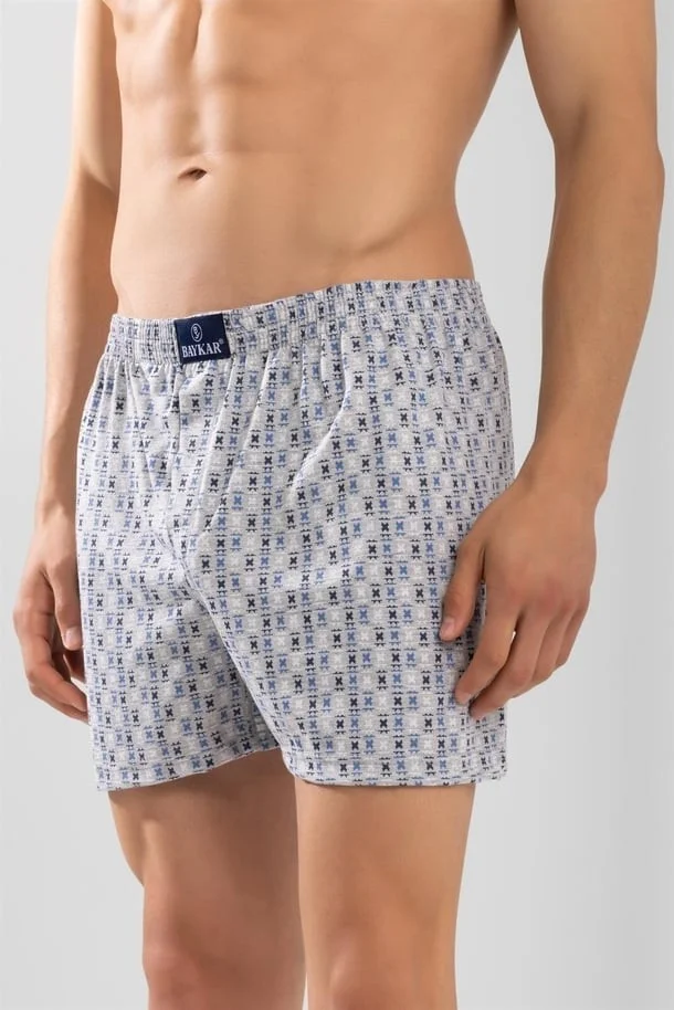 Baykar Men's Mixed Pattern Boxer 1109 2-Pack Gray