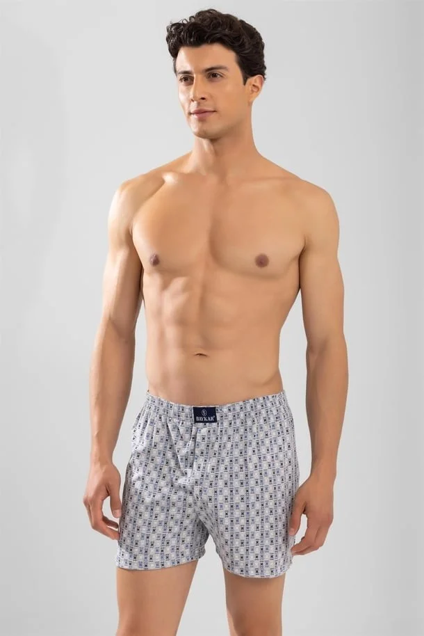 Baykar Men's Mixed Pattern Boxer 1109 2-Pack Gray
