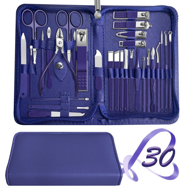 RedFlow Manicure Set 30 in 1 Nail Clippers Set,Nail Manicure Kit for Women,RedFlow Toenail Clippers,Pedicure Kit,Pedicure Tools,Suitable for Travel Manicure Tools (Navy Blue) - Image 1