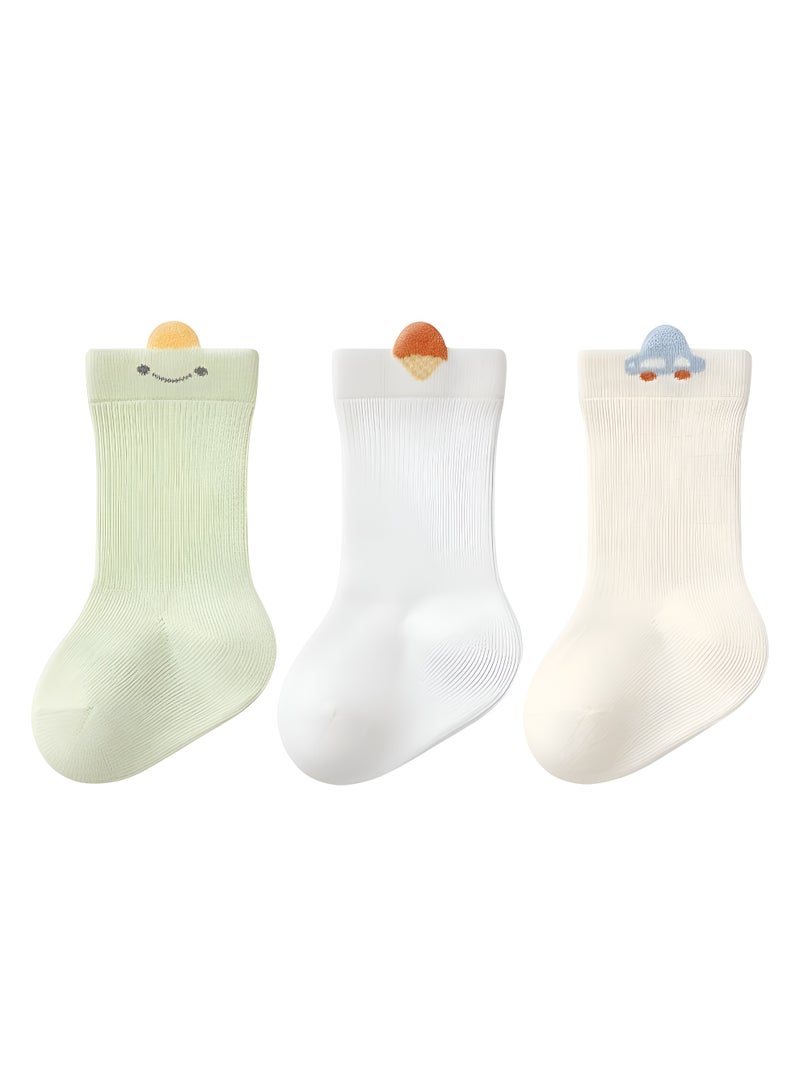Bambimici Cute Smile Character Baby Socks 3 sets - Image 1