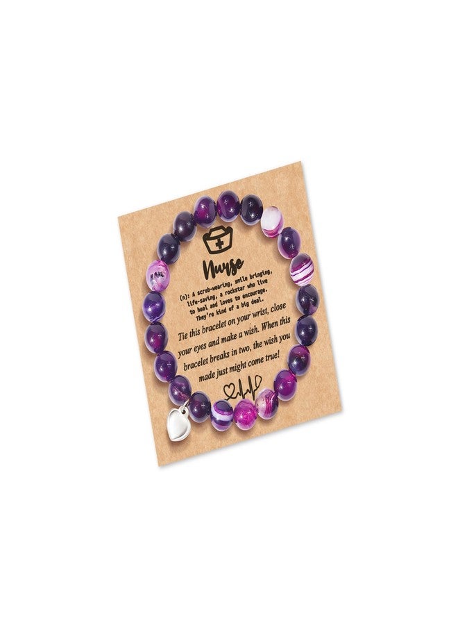 Dcfywl731 Nurses Week Gifts 2025 for Her Nurse Gifts for Women Nurse Bracelet Natural Stone Pink Heart Charm Bracelets for Women Trendy 2025 - Image 1