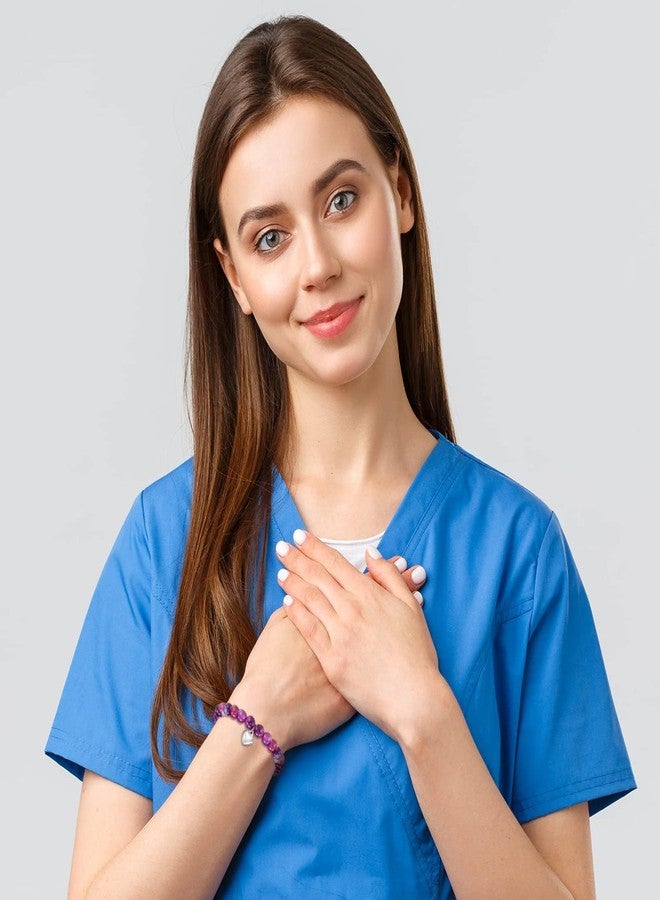 Dcfywl731 Nurses Week Gifts 2025 for Her Nurse Gifts for Women Nurse Bracelet Natural Stone Pink Heart Charm Bracelets for Women Trendy 2025 - Image 2