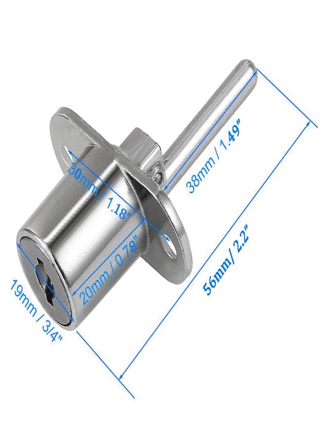 NGe 19mm Drawer Lock, 3/4” Cylinder Diameter Computer Desk Triple Lock, with Keys (Keyed Different), 2Pcs - Image 2