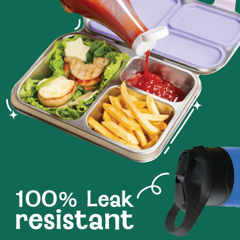 BASIL Lunch Box Combo -Lunch Box & Waterbottle| Stainless Steel Tiffin Box for Kids | Leak Proof Lunch Box |Stainless Steel Sipper Bottle for Kids-Red Adventure - Image 4