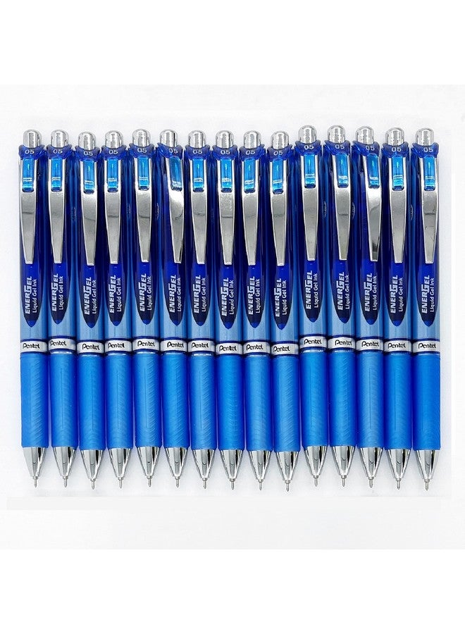 بنتل قلم جل سائل قابل للسحب من Energel Deluxe Rtx، 0.5 مم، خط رفيع، طرف إبرة، حبر أزرق/جسم أزرق، عبوة من 15 قلمًا - Image 1