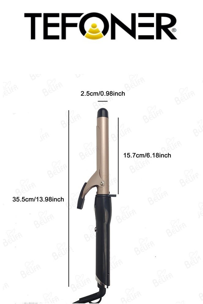 TEFONER Easy-to-use two-temperature hair curler. Curling iron for wavy, curly hair. Safe, burn-resistant curly hair iron. Curling iron with 210 and 180°C temperatures. hair curler machine from Tefoner. - Image 5